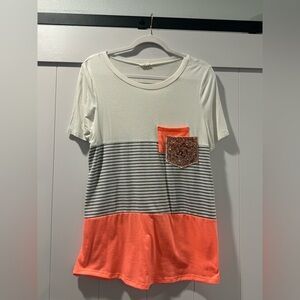 Sequin Pocket short sleeve tee Large